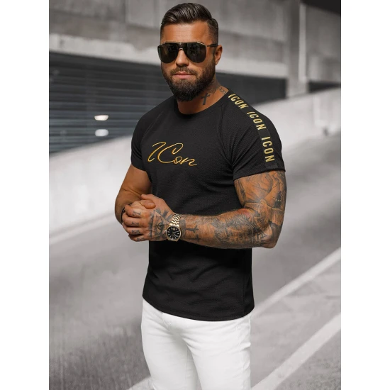 Vyriški juodi marškinėliai Icone O/T7579