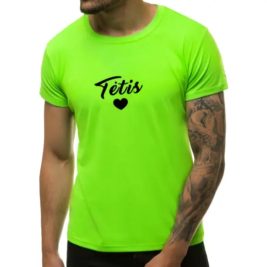 Vyriški žali neoniniai marškinėliai Tėtis (juodas) PK1468