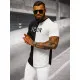Męski czarno-biały T-shirt z ikoną O/7776T