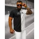Męski czarno-biały T-shirt z ikoną O/7776T