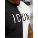 Męski czarno-biały T-shirt z ikoną O/7776T