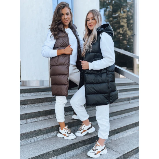 Ilga juoda liemenė su gobtuvu Far TY3748