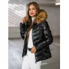 Juoda blizgi moteriška striukė su rudu kailiuku Alexa JS/5M3138/392BZ