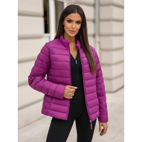 Tamsiai rožinė dygsniuota striukė Sofia Moteriškos striukės