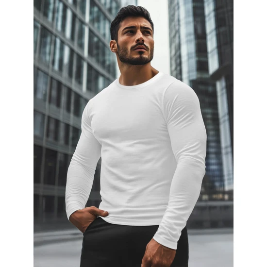 Vyriški baltos spalvos marškinėliai ilgomis rankovėmis Jamat Marškinėliai