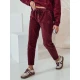 Moteriškos velvetinės bordo spalvos laisvalaikio kelnės Velvi UY2287