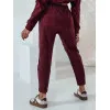 Moteriškos velvetinės bordo spalvos laisvalaikio kelnės Velvi UY2287