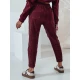 Moteriškos velvetinės bordo spalvos laisvalaikio kelnės Velvi UY2287