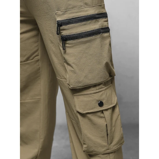 Vyriškos plačios rudos spalvos kelnės Olimp O/PS5527