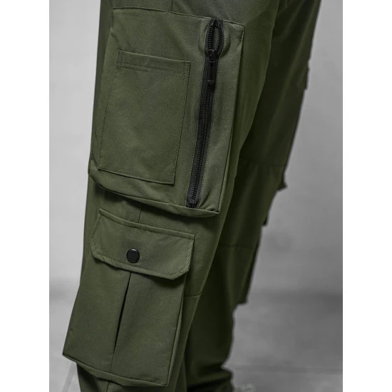 Vyriškos plačios chaki spalvos kelnės Olimp O/PS5527