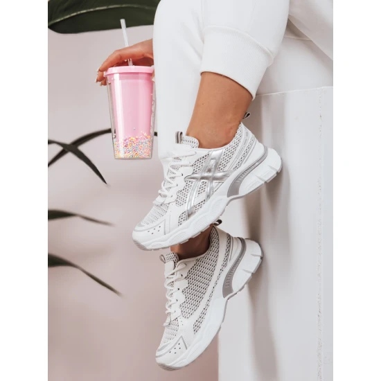 Moteriški balti su sidabro detalėmis laisvalaikio batai Dinamic Avalynė