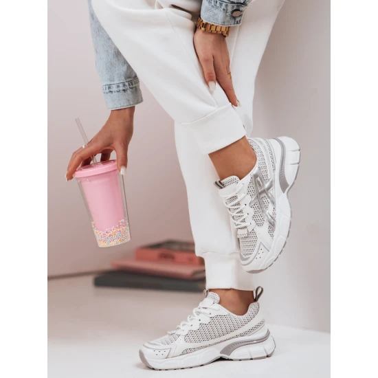 Moteriški balti su sidabro detalėmis laisvalaikio batai Dinamic Avalynė