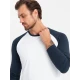 Vyriški balti/tamsiai mėlyni marškinėliai ilgomis rankovėmis Artur V1 OM-LSCL-0105