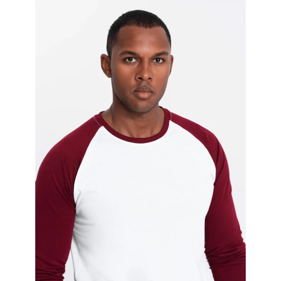 Vyriški balti/bordo marškinėliai ilgomis rankovėmis Artur V2 OM-LSCL-0105