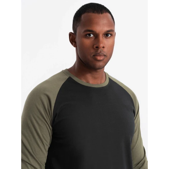 Vyriški juodi/chaki marškinėliai ilgomis rankovėmis Artur V3 OM-LSCL-0105