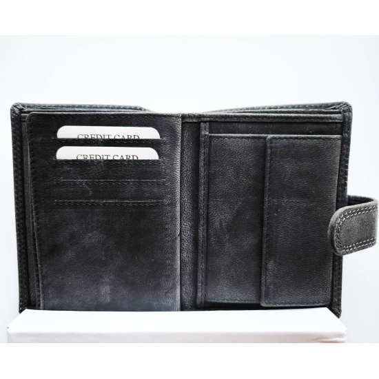 Vyriška juoda piniginė iš natūralios odos Pikan ZG-N450 Premium