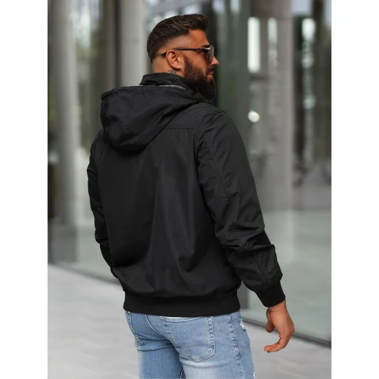 Juoda striukė su gobtuvu Kemir Striukės