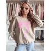 Women's brown sweater with pink ribbon Cute BY1357