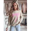 Women's brown sweater with pink ribbon Cute BY1357