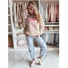 Women's brown sweater with pink ribbon Cute BY1357
