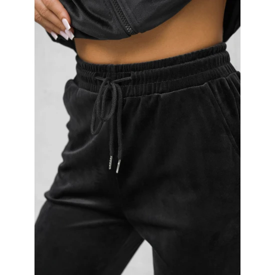 Moteriškos juodos veliūrinės kelnės Rosi