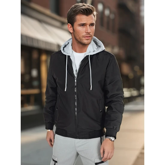 Vyriška juodos spalvos  bomber stiliaus striukė Edmin TX5021 Premium