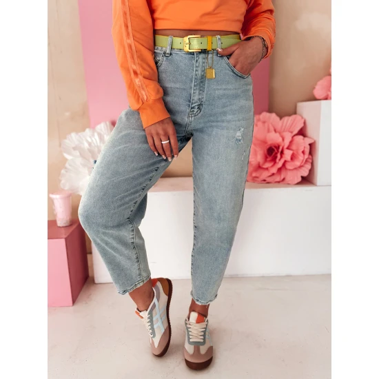 Moteriški mėlyni mom stiliaus džinsai Mom UY2485