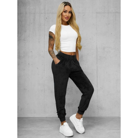 Moteriškos veliūrinės juodos spalvos kelnės Azil JS/92K527/3