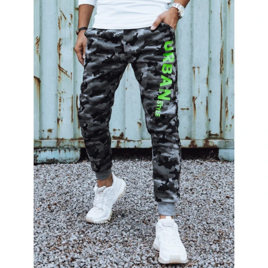 Vyriškos tamsiai pilkos kamufliažinės laisvalaikio kelnės Urban UX4441