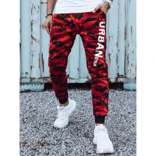 Vyriškos raudonos kamufliažinės laisvalaikio kelnės Urban UX4444