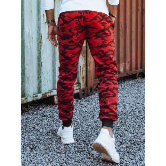 Vyriškos raudonos kamufliažinės laisvalaikio kelnės Superker UX4443