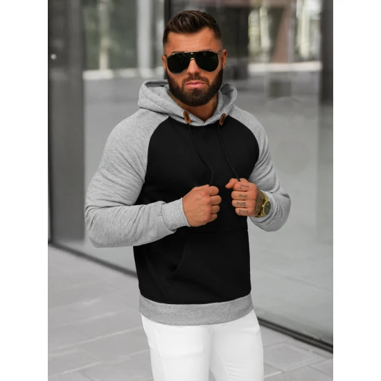 Vyriškas juodas džemperis su gobtuvu Aiden JS/8B157/3B