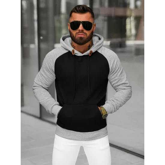 Vyriškas juodas džemperis su gobtuvu Aiden JS/8B157/3B