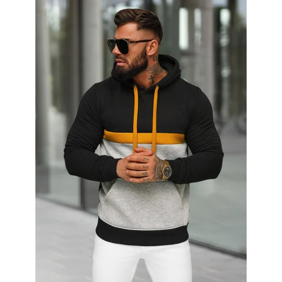 Vyriškas juodas džemperis Ovil Vyriški džemperiai su gobtuvu