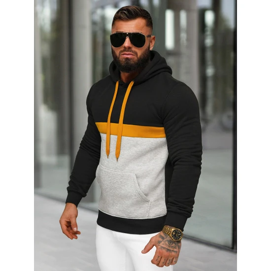 Vyriškas juodas džemperis Ovil Vyriški džemperiai su gobtuvu