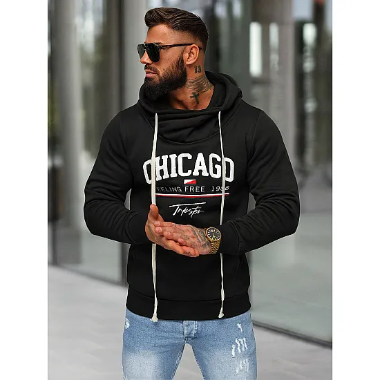 Męska czarna bluza z kapturem Chicago O/TT30508