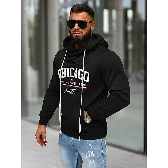 Męska czarna bluza z kapturem Chicago O/TT30508