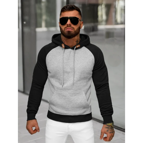 Vyriškas pilkas džemperis su gobtuvu Aiden JS/8B157/2