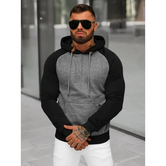 Vyriškas tamsiai pilkas džemperis su gobtuvu Aiden JS/8B157/5