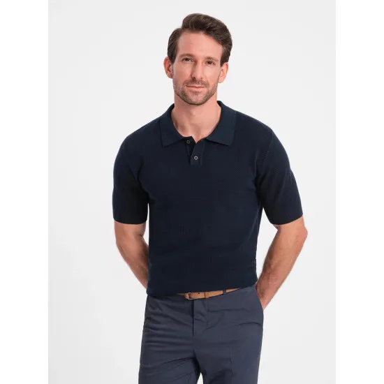 Vyriški tamsiai mėlynos spalvos polo marškinėliai Swing V2 OM-POSS-0117