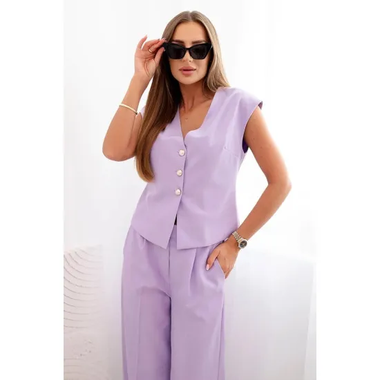 Women's purple set with vest and wide trousers Anda 32310