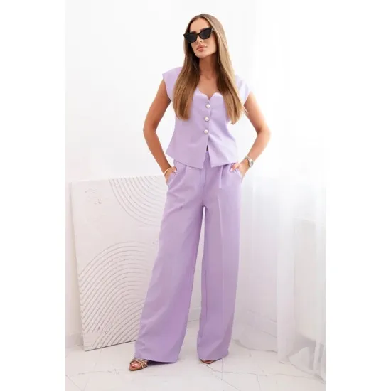 Women's purple set with vest and wide trousers Anda 32310