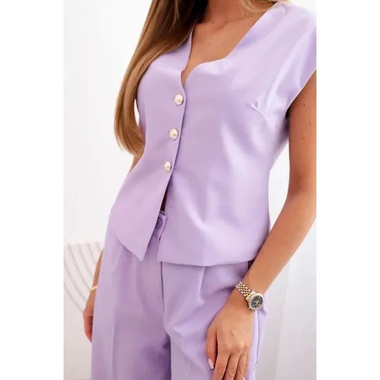 Women's purple set with vest and wide trousers Anda 32310