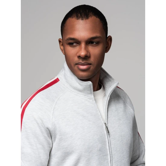 Vyriškas pilkos spalvos megztinis aukštu kaklu Olin V1 OM-SSZP-0219