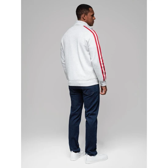 Vyriškas pilkos spalvos megztinis aukštu kaklu Olin V1 OM-SSZP-0219