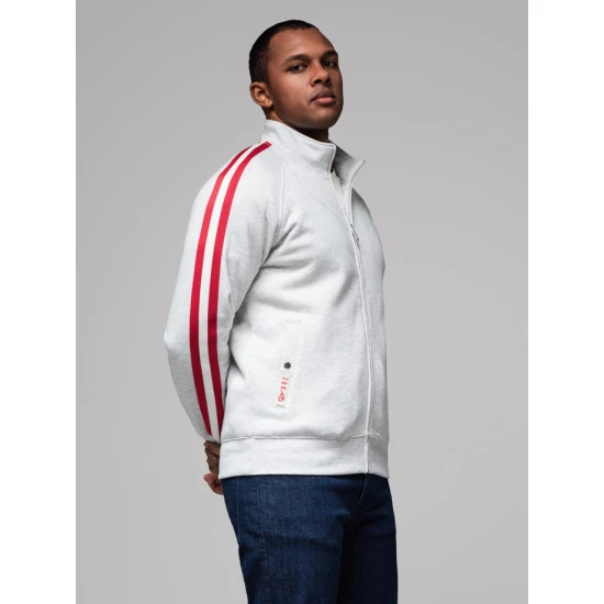 Vyriškas pilkos spalvos megztinis aukštu kaklu Olin V1 OM-SSZP-0219