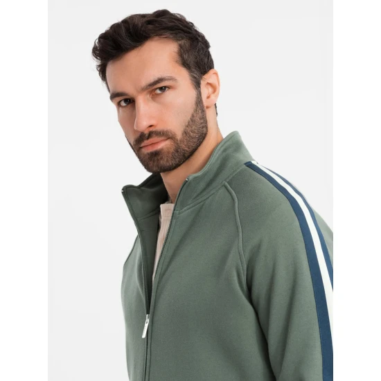 Vyriškas chaki spalvos megztinis aukštu kaklu Olin V2 OM-SSZP-0219