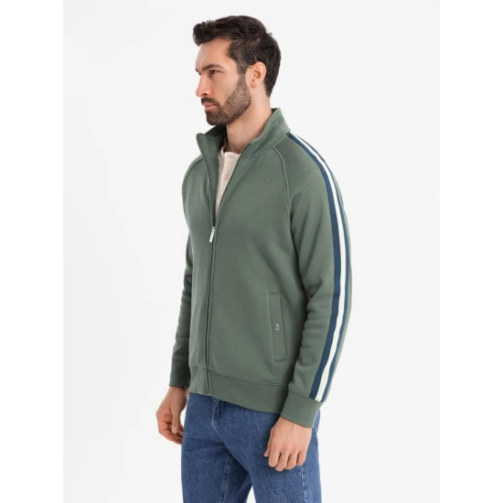 Vyriškas chaki spalvos megztinis aukštu kaklu Olin V2 OM-SSZP-0219