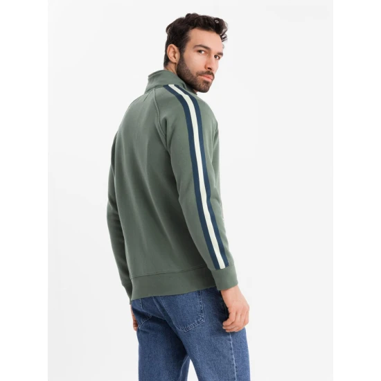 Vyriškas chaki spalvos megztinis aukštu kaklu Olin V2 OM-SSZP-0219