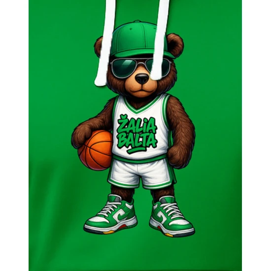 Vyriškas žalias džemperis su gobtuvu Žalia Balta PK4009